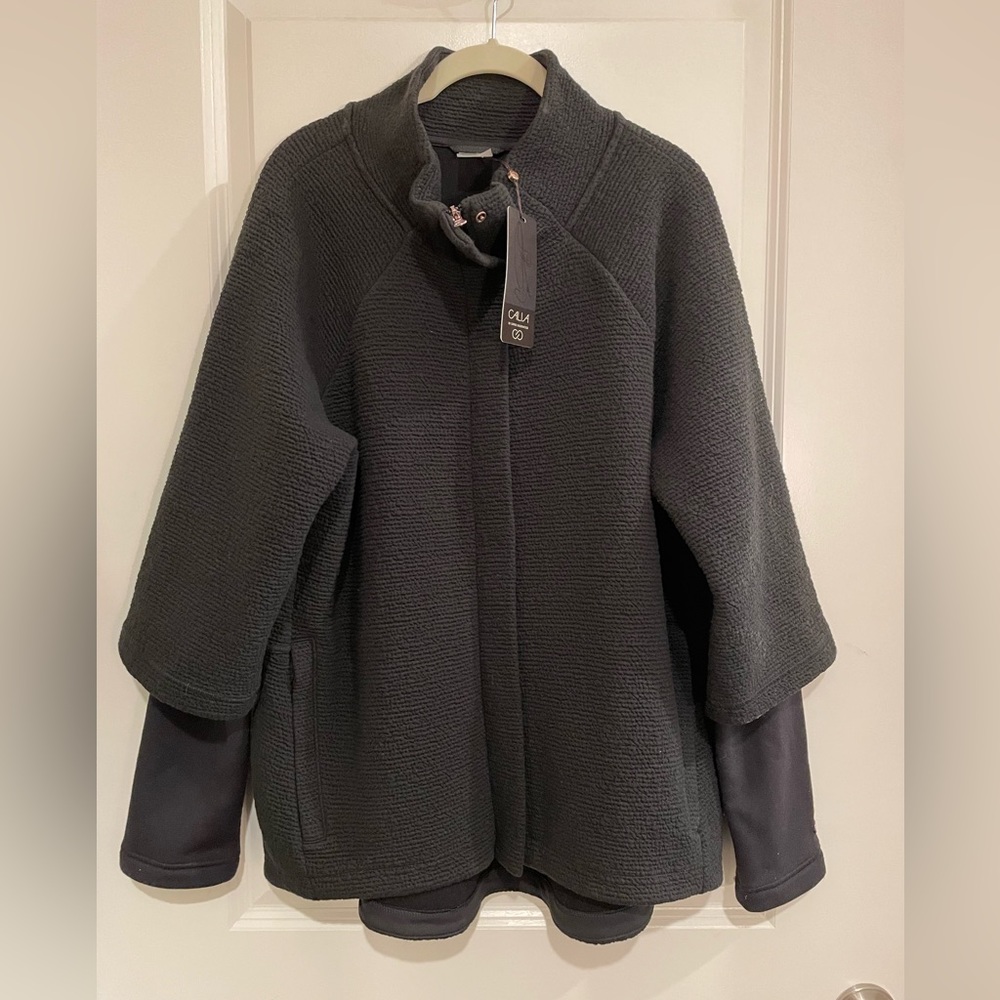 Calia pure black cloud full zip jacket NWT XL pockets comfort yoga athletic